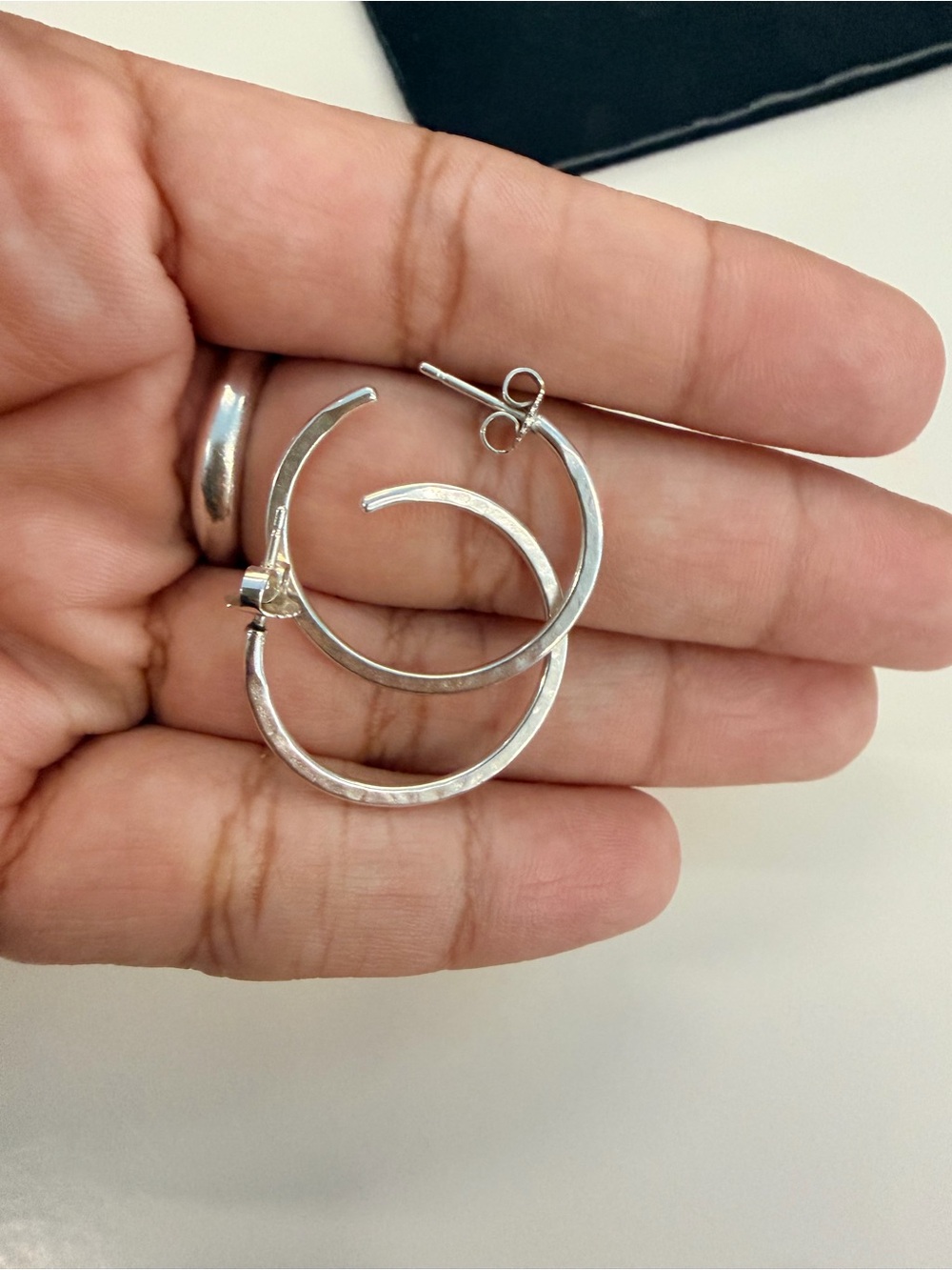 James Avery Hammered Sterling Silver Hoop Earrings - Silver Hoop Earrings medium